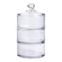 Цукерниця триярусна скляна Ø 10 см з кришкою HP-YH-22