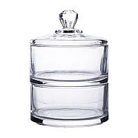 Цукерниця двоярусна скляна см з кришкою кругла кругла HP-YH-23