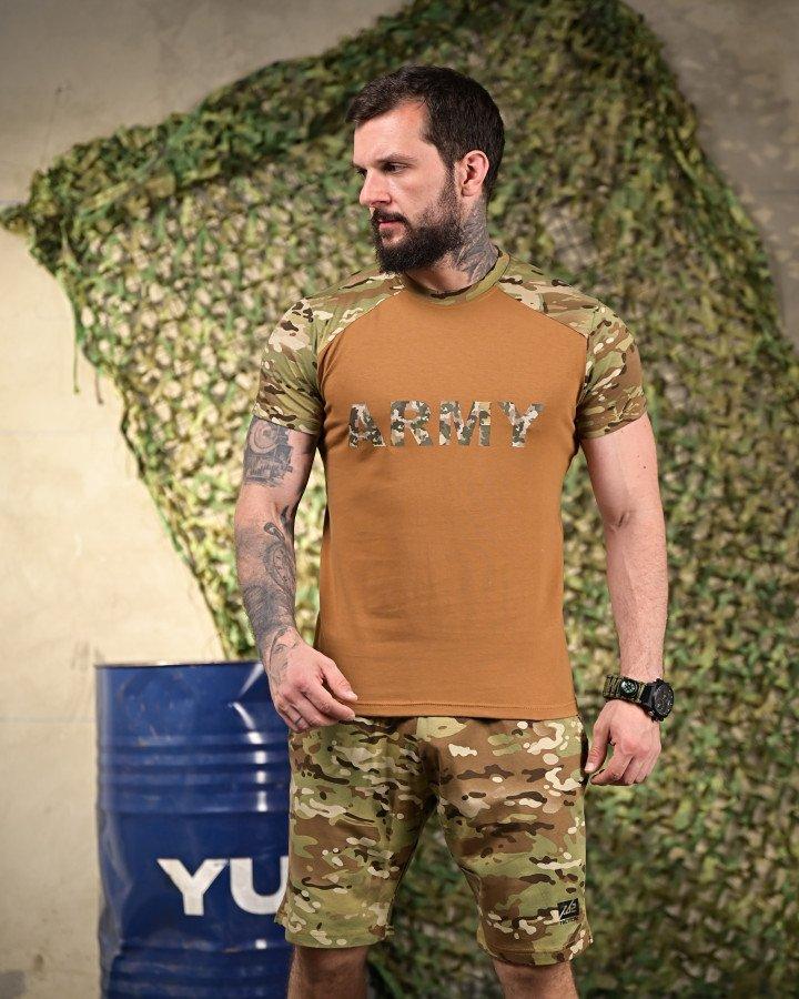 Чоловічий літній бавовняний комплект "Army" — футболка та шорти
