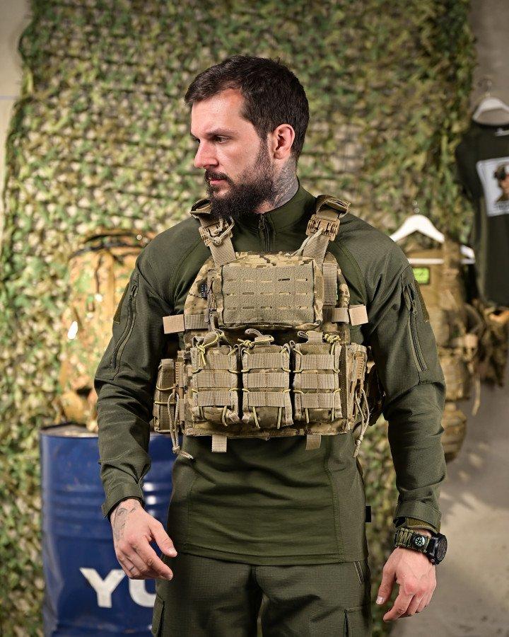 Тактична плитоноска 7.62 Піксель із 4 точками швидкого скидання: Cordura 1000D, 7 підсумків, розмір плит 25х30 см