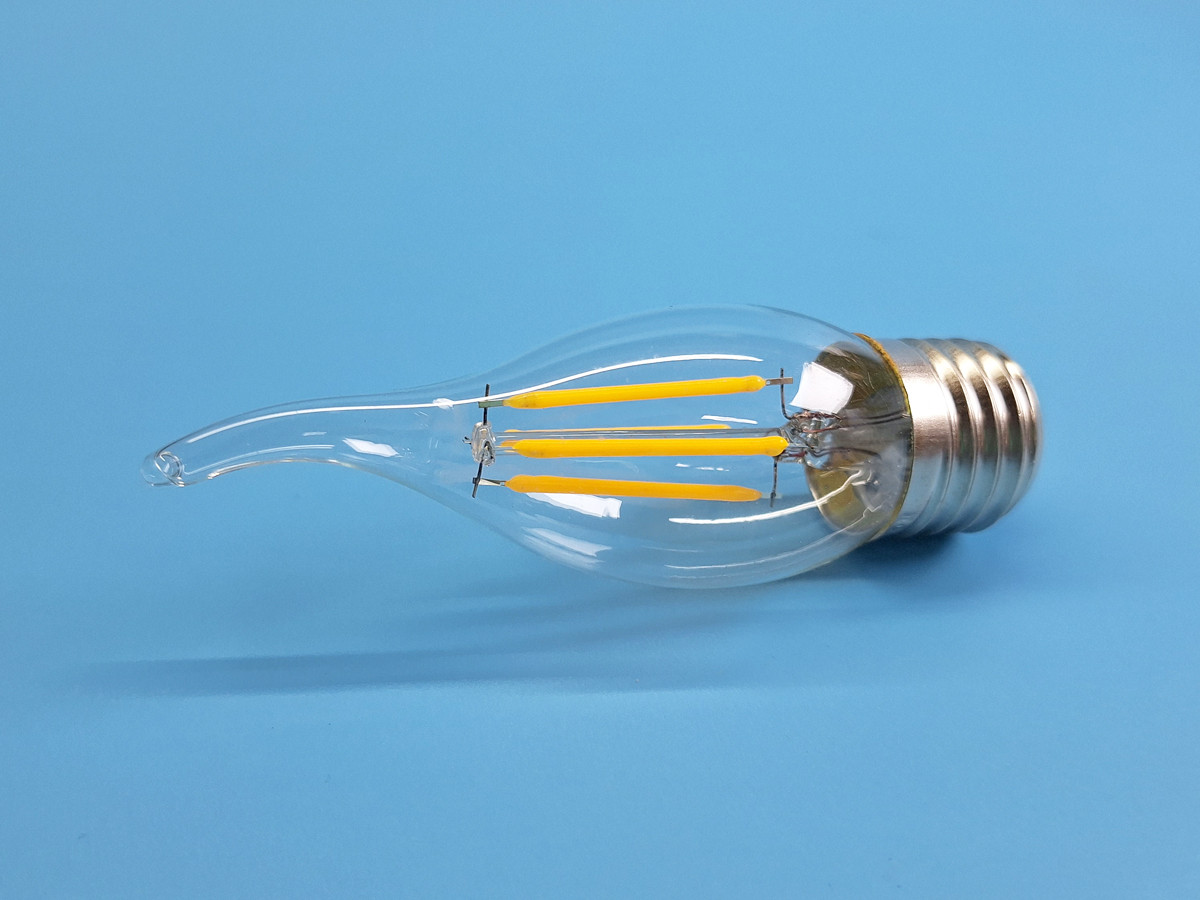 LED лампа Квант FILAMENT С35 E27 220V 6W 3000К тепле світло, свічка на вітрі, фото 1