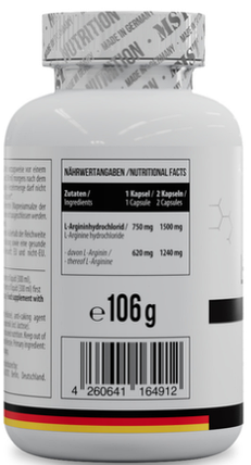 L-аргінін MST L-Arginine Vegetarian 1500 120 капс, фото 2