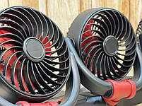 Складаний автомобільний вентилятор з трьома головками, 11,5 см (12V) Червоний F4505, фото 4