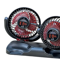 Складаний автомобільний вентилятор з трьома головками, 11,5 см (12V) Червоний F4505, фото 3
