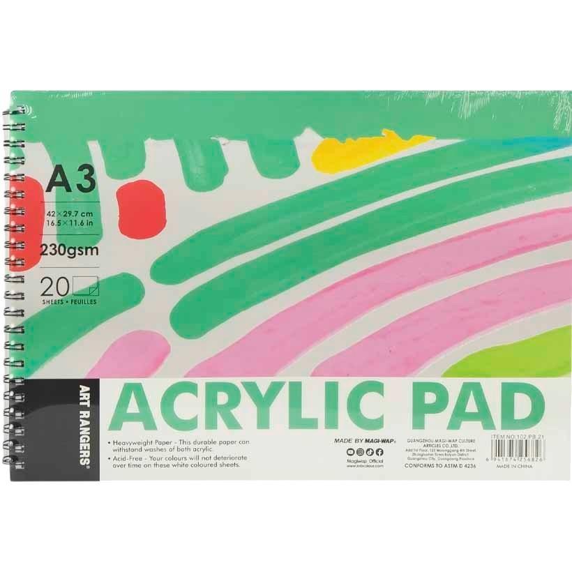 Скетчбук блокнот для малювання Acrylic Pad А3 - 20 аркушів бічна спіраль 42×29,7 см
