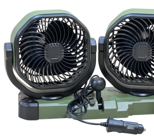Подвійний автомобільний вентилятор 24V з двома головками 14 см, 2 швидкості, фото 1