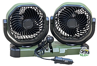 Подвійний автомобільний вентилятор 24V з двома головками 14 см, 2 швидкості, фото 3