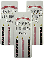 Теги для подарунків "Happy Birthday, Party" свічки, 10 шт