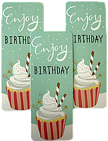 Теги для подарунків "Enjoy Birthday" торт із зірками, 10 шт