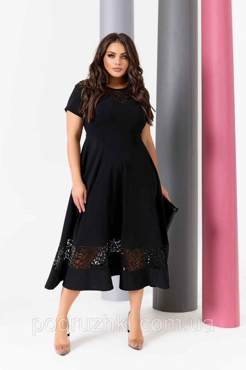 Шикарна сукня з французьким мереживом із креп-дайвінгу, розміри 42–58, фото 1