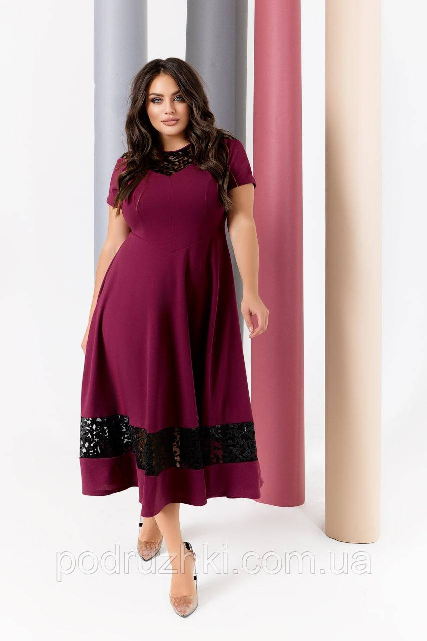 Вечірня сукня з французьким мереживом із креп-дайвінгу, розміри 42–58, фото 1