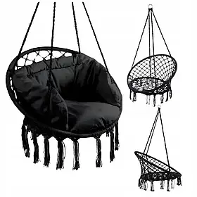 Крісло підвісне бразилійське гойдалка гамак Bonro B-092-3 сірий 120 кг + велика подушка