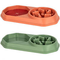 Миска подвійна для повільного поїдання корму 37×20×4 см 226/711  купити дешево оптом в інтернет-магазині