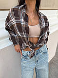 Жіноча сорочка в клітинку вільного крою, фото 2