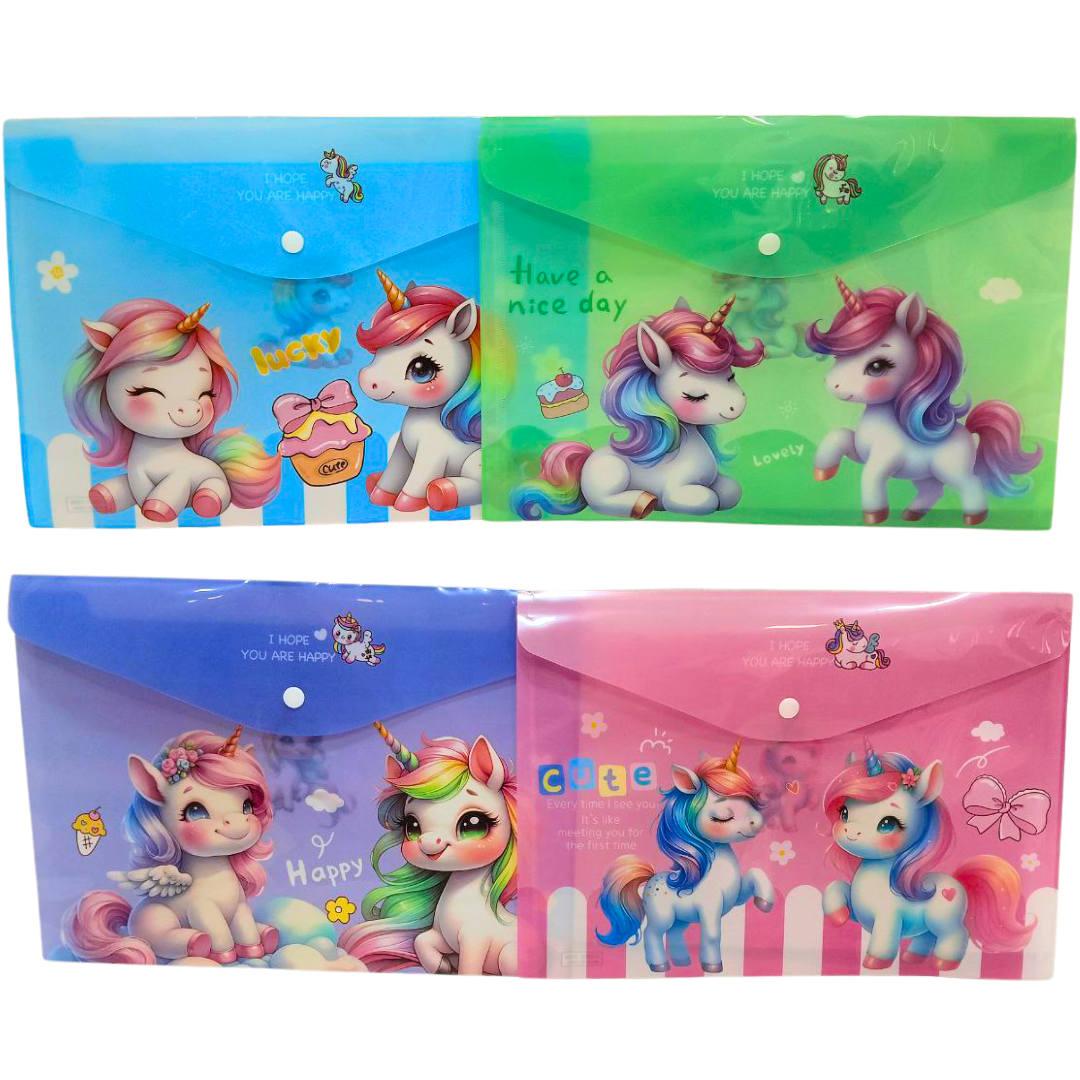 Папка-конверт А4 з кнопкою з принтом Лідер 2201-1946 Єдиноріг, фото 1