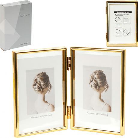 Фоторамка металева на 2 фото 10×15 см GOLD 4R 12001F6G MZOPT