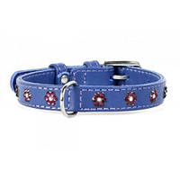 Нашийник Waudog Glamour з клейовими стразами "Квіточка", ширина 20 мм, довжина 30-39 см, фіолетовий