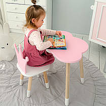 Стіл хмарка і стільчик рожевий  корона з білим сидінням. Столик для занять, ігор, їжі, фото 5