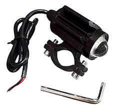 Фара LED L29 з радіатором 9-85V 11W 1400Lm ближній жовтий , дальний білій , стробоскоп, кріплення на трубу та