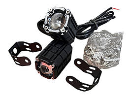 Фара LED 18 REC  біла с жовтим + стробоскоп 1 лінза 13,5*13*50мм 9-60V.10W 2000LM 6000/3000k     2 шт.