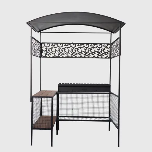 Мангал металевий Престиж VESUVI з дахом, полицями та дровницею для заміського будинку чи дачі, фото 1