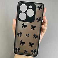 Чохол для Tecno Spark Go 2024 (BG6) з принтом чорних бантиків із захистом камери на техно спарк го чорний q02e