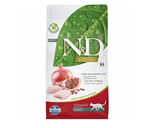 Беззерновий сухий корм Farmina N&D, для дорослих кішок із куркою та гранатом, 300 г