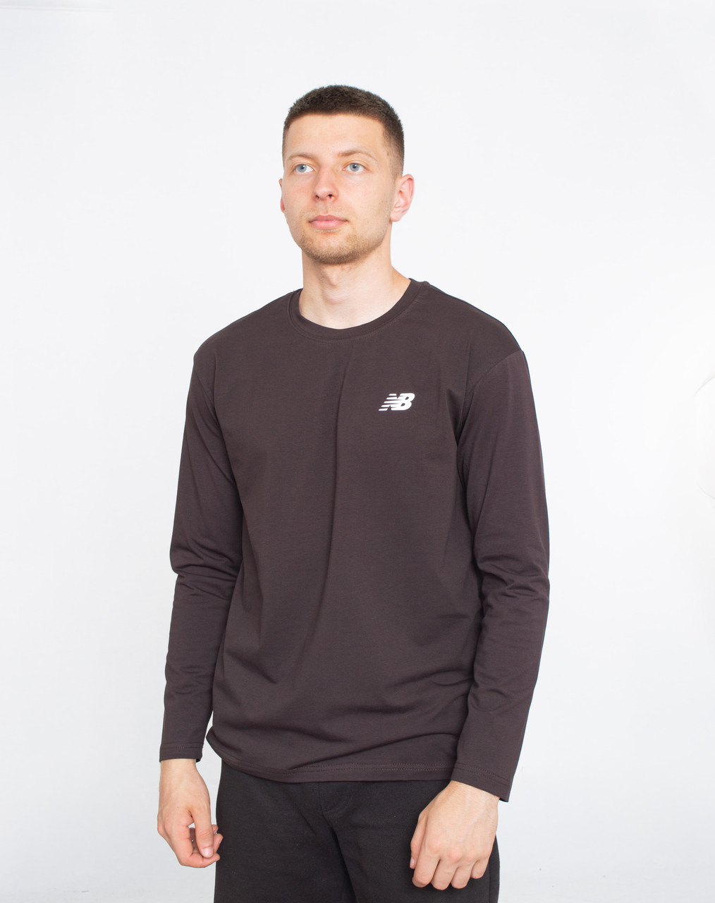Чоловічий лонгслів NB LONG-2325 шоколад