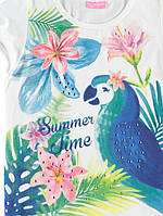 Футболка для дівчинки LC Waikiki білого кольору з написом Summer Time