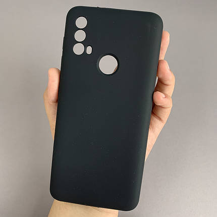 Чохол для Motorola Moto E30 силіконовий кейс чохол з мікрофіброю на телефон моторола мото е30 чорний r4e, фото 1