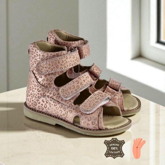 Дитячі шкіряні антиварусні сандалії без супінатора на липучках 27 розмір, фото 1