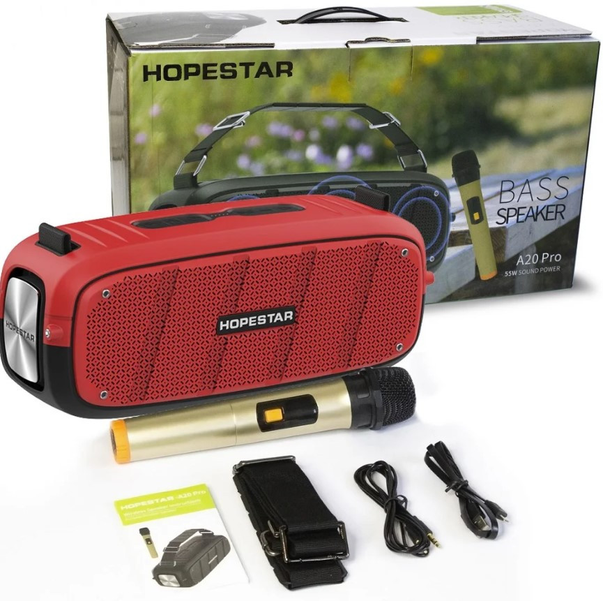 Акустична система Hopestar A20 PRO з функцією караоке, мікрофоном і Bluetooth, 55 Вт Червоний, фото 1