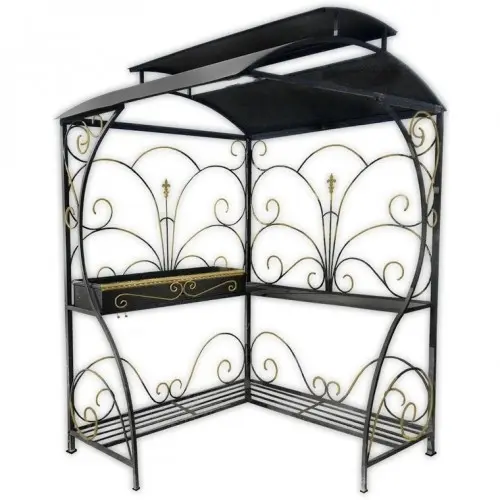 Мангал з дахом у два рівні та полицями Ампір VESUVI із сталі товщиною 3-4 мм для зони барбекю, фото 1