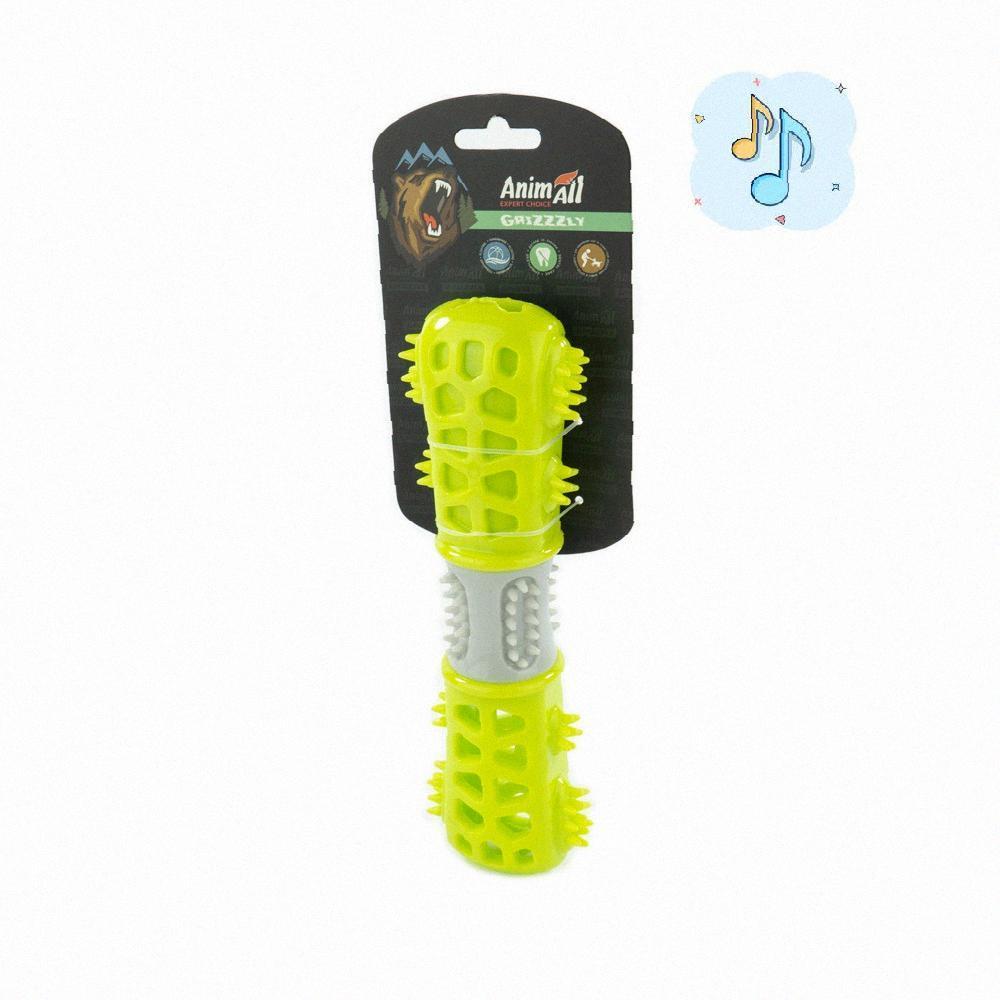 Іграшка AnimAll GrizZzly мультифункціональна кісточка, для собак, 24.4×7.3×5.1 см, зелено-сіра, Якість, фото 1