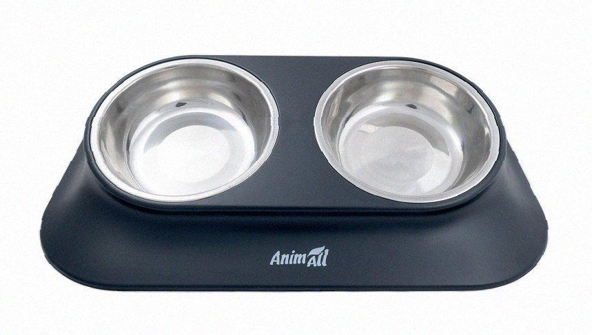 ТМ AnimAll Миска металева подвійна на підставці, чорна 420 мл, Якість, фото 1