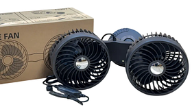 Автомобільний вентилятор Storm 13 см з двома головками на присосках (5V USB), 3 швидкості, чорний F6206