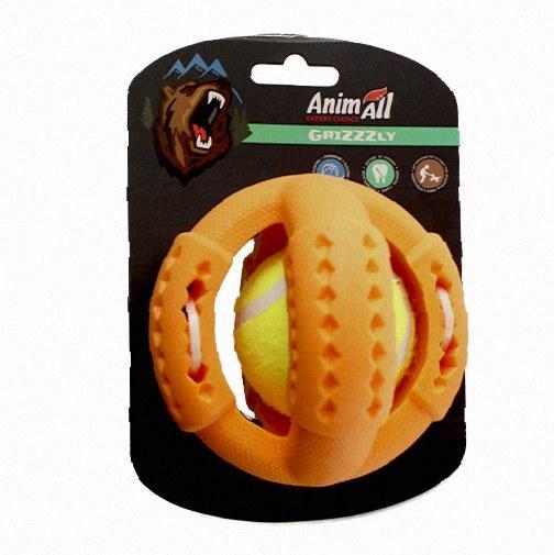 Іграшка AnimAll GrizZzly для собак, тенісний м'яч, жовто-жовтогарячий, 11.2 см, Якість, фото 1