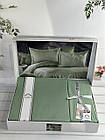 Комплект постільної білизни сатин-жаккард Romeo home євро розмір Green колір зелений