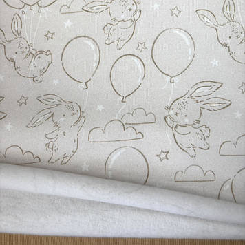 2х нитка двонитка з начосиком трикотаж полотно принт зайки на шариках