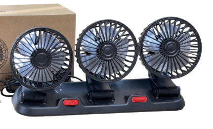 Складаний автомобільний вентилятор з трьома головками, 10,5 см (5V) F4310, фото 1