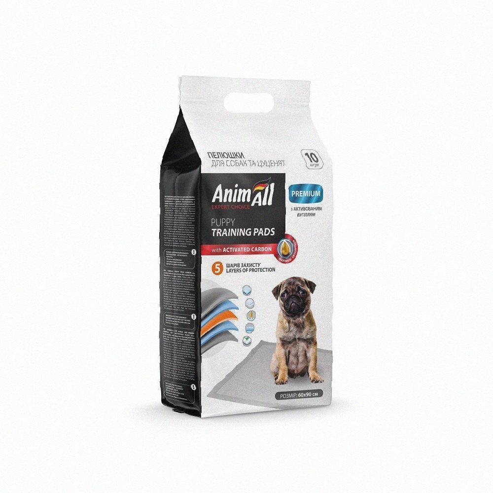 Пелюшки AnimAll Puppy Training Pads для собак і цуценят, з активованим вугіллям, 60×90 см, 10 шт, Якість, фото 1