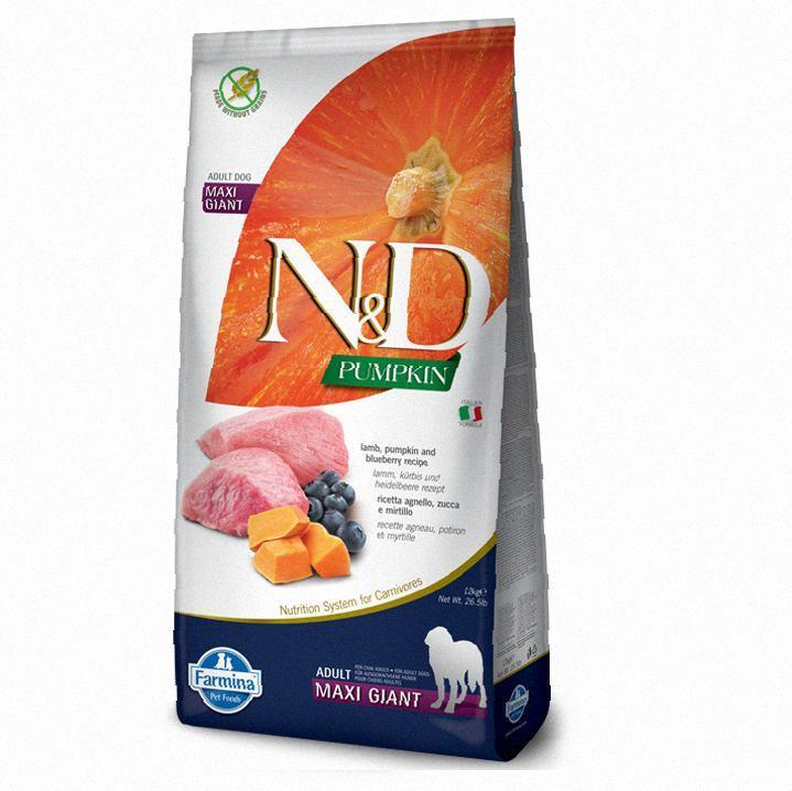 Беззерновий сухий корм Farmina N&D, для собак великих і гігантських порід, ягня з гарбузом і чорницею, 12 кг, Якість, фото 1