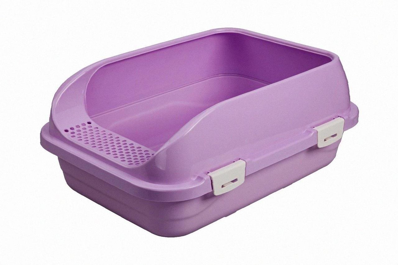 Туалет AnimAll для кішок, під наповнювач, з лопаткою, 58×42×24 см, фіолетовий, Якість, фото 1