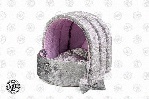 Лежанка Zoom Zoom Polka Velour сріблястий, оксамит, рожевий, розмір 1, 35х30х30 см, Якість, фото 1