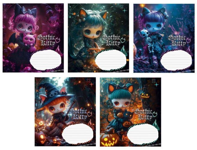 Зошит 18 арк. клітинка "Школярик"ЛАК / Gothic cats