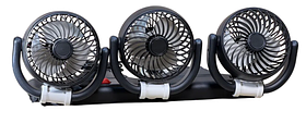 Автомобільний вентилятор USB 5V з трьома головками 11,5 см, 2 швидкості, щітковий мотор
