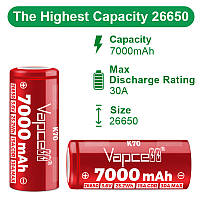 Акумулятор Vapcell INR26650 K70 Li-Ion 7000 mAh, високотоковий