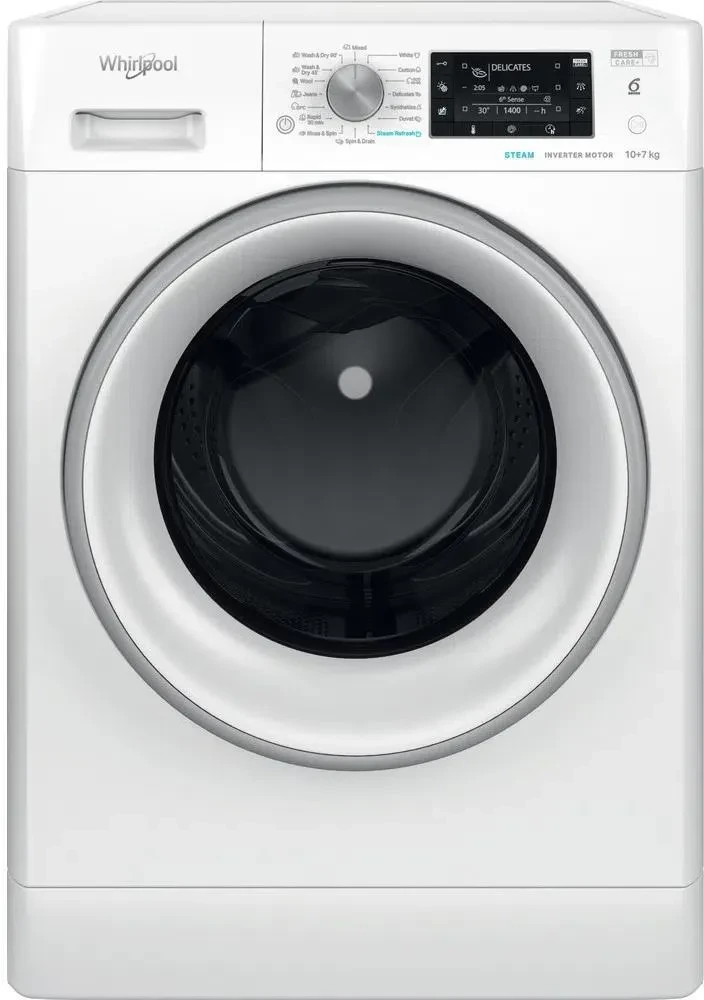 Прально-сушильна машина Whirlpool FFWDD 1076258 SV, 10/7 кг, Silver