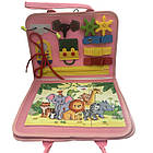 Бізіборд Розвивальна сенсоглядна дошка у формі сумки Рожевий, фото 2