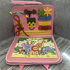 Бізіборд Розвивальна сенсоглядна дошка у формі сумки Рожевий, фото 4